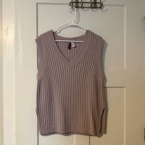 Divided Ribbed Knit Tank Top - Mauve